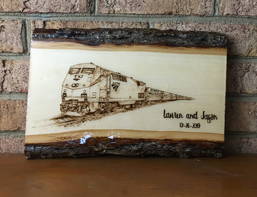 Tazboardspyro and a custom pyrography Train